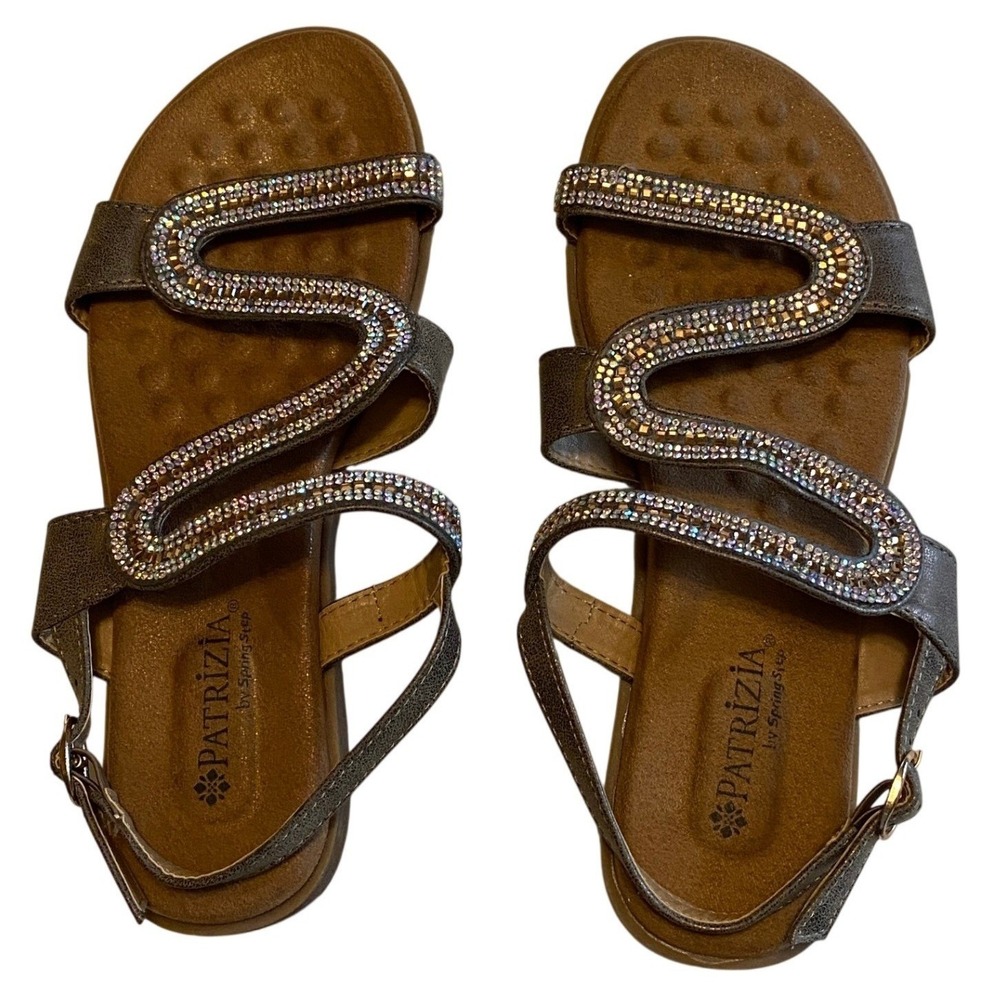 Patrizia by Spring Step Roria Sandals US 6.5 - 7 EU 37 Bronze Rhinestone Comfort